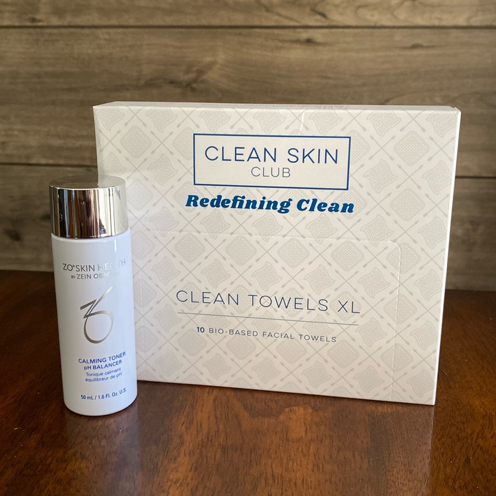 ZO skin health calming toner and 10 pack Clean Towels XL